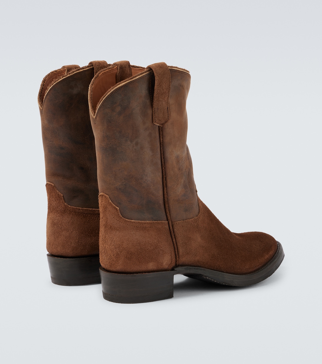 Westernstiefel aus Veloursleder und Leder | RRL