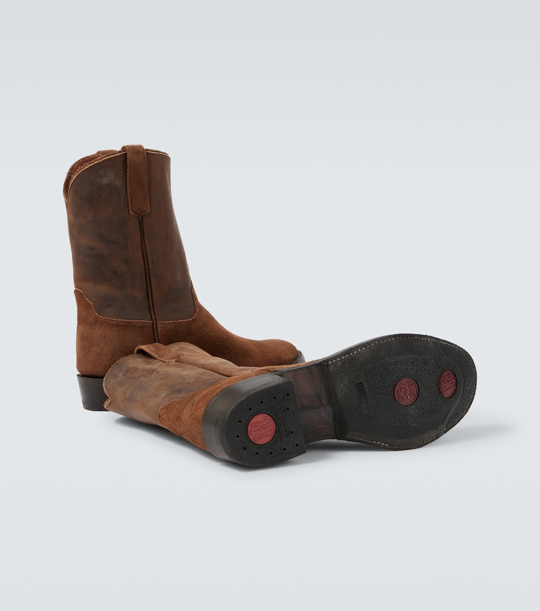 Westernstiefel aus Veloursleder und Leder | RRL