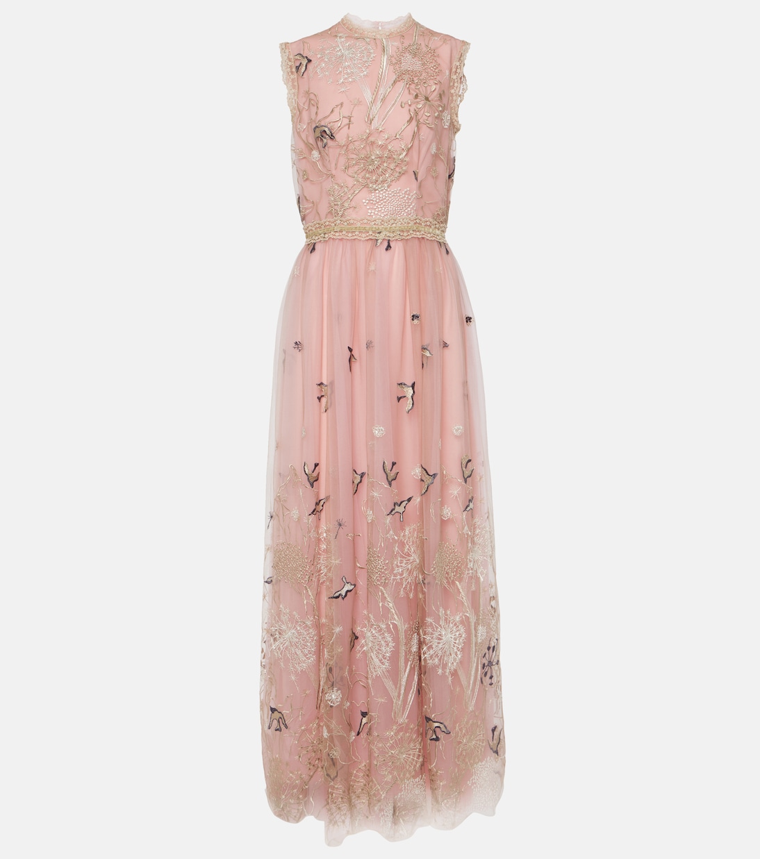Abito lungo in tulle con ricamo | Costarellos