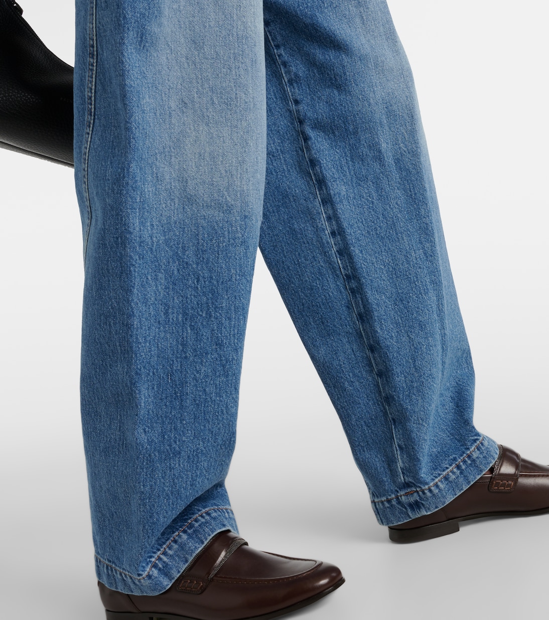 Jeans a gamba larga e vita alta | Brunello Cucinelli