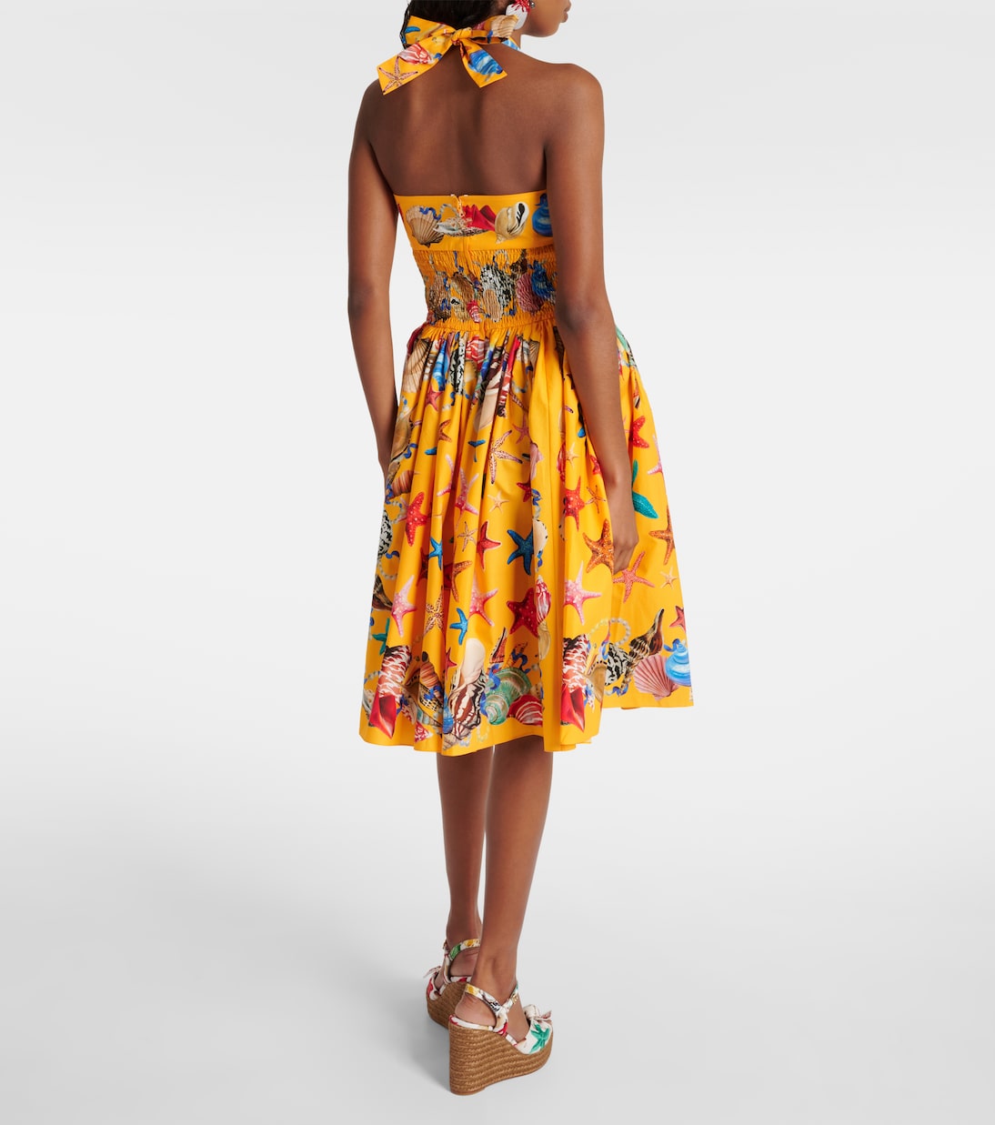 Capri printed shirred cotton midi dress | Dolce&Gabbana