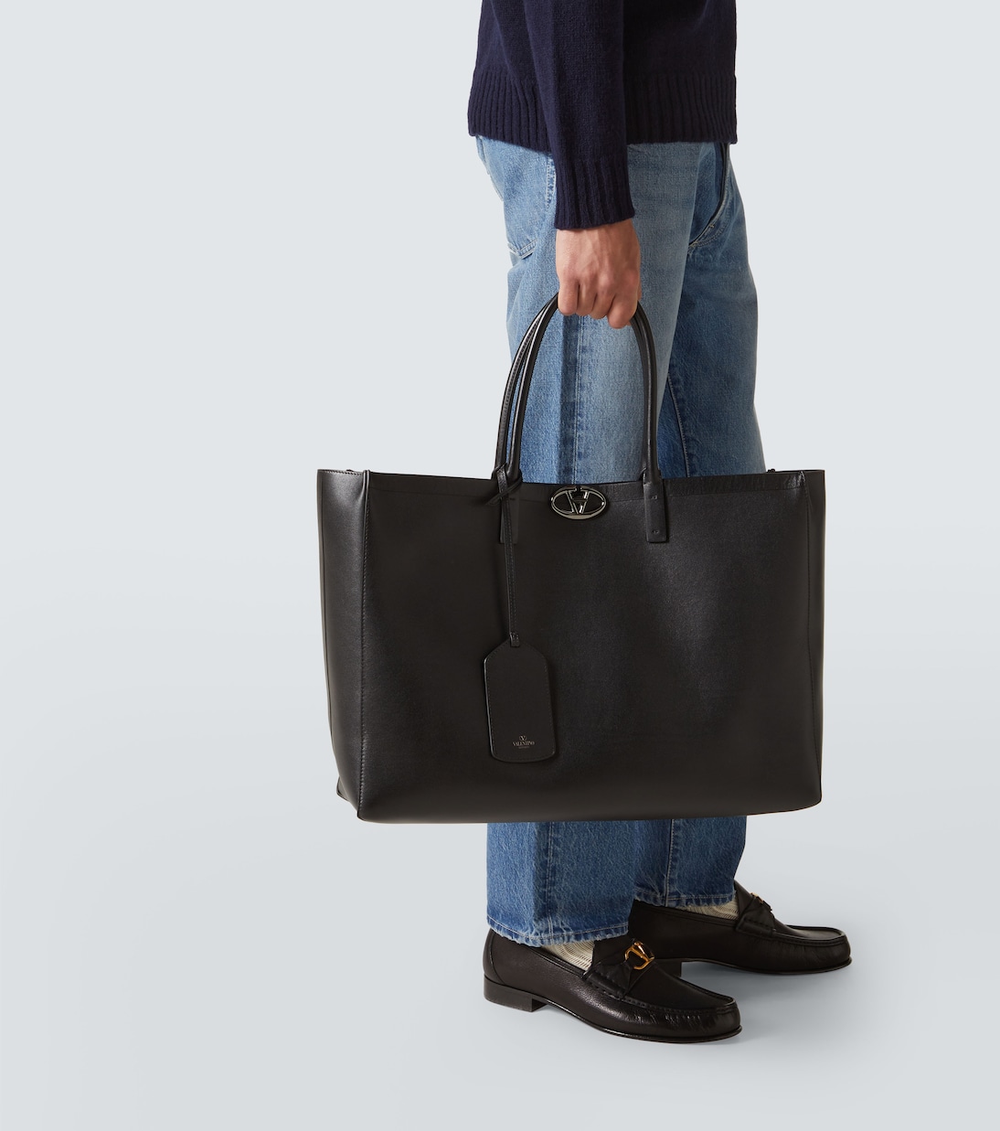 East/West leather tote bag | Valentino Garavani