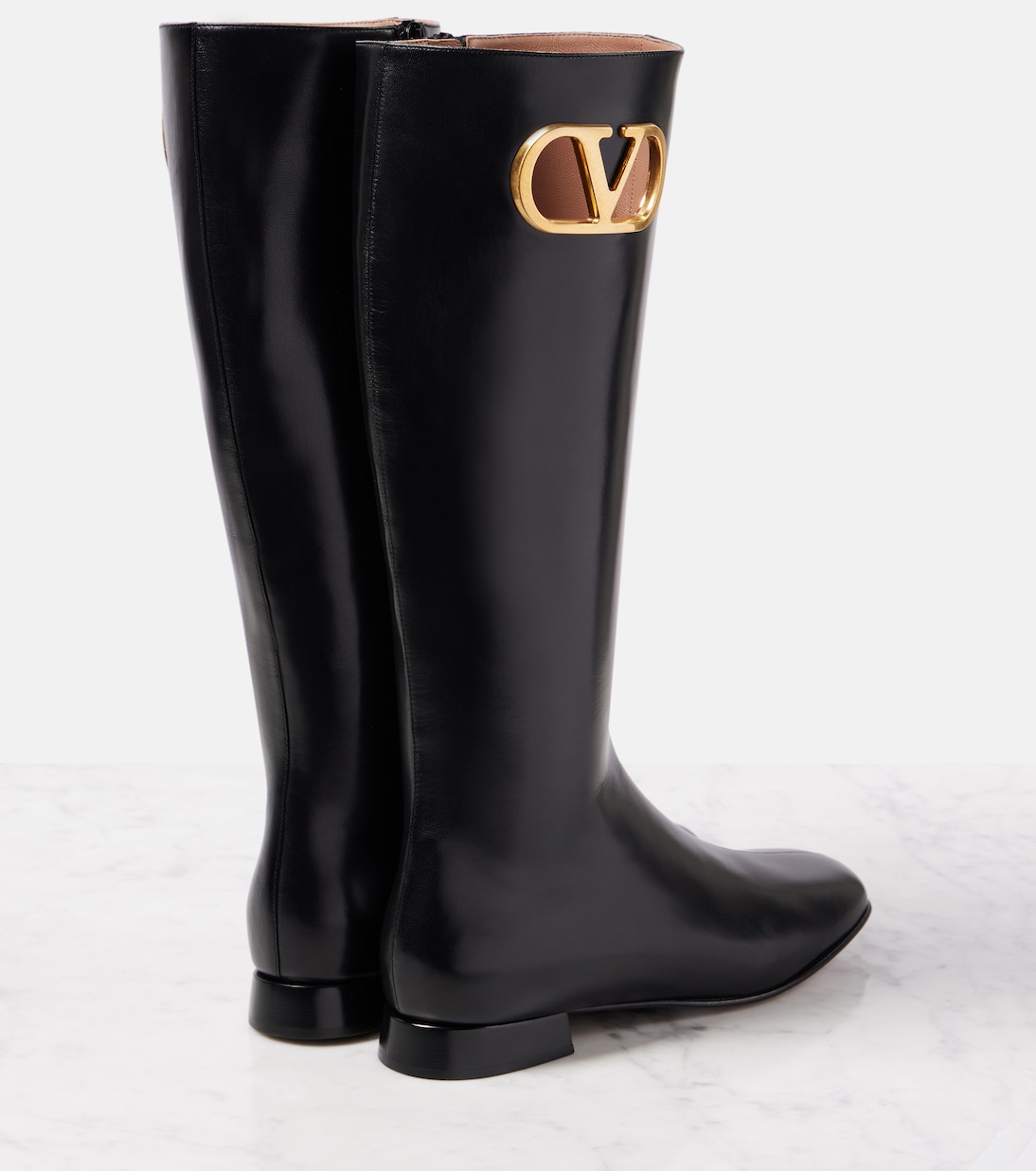 Botas altas de piel con VLogo Signature | Valentino Garavani