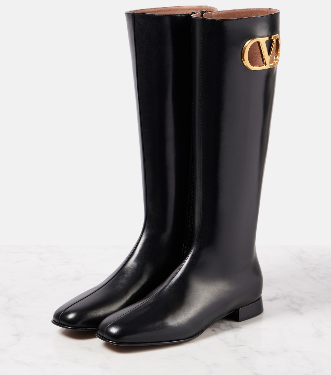 Botas altas de piel con VLogo Signature | Valentino Garavani