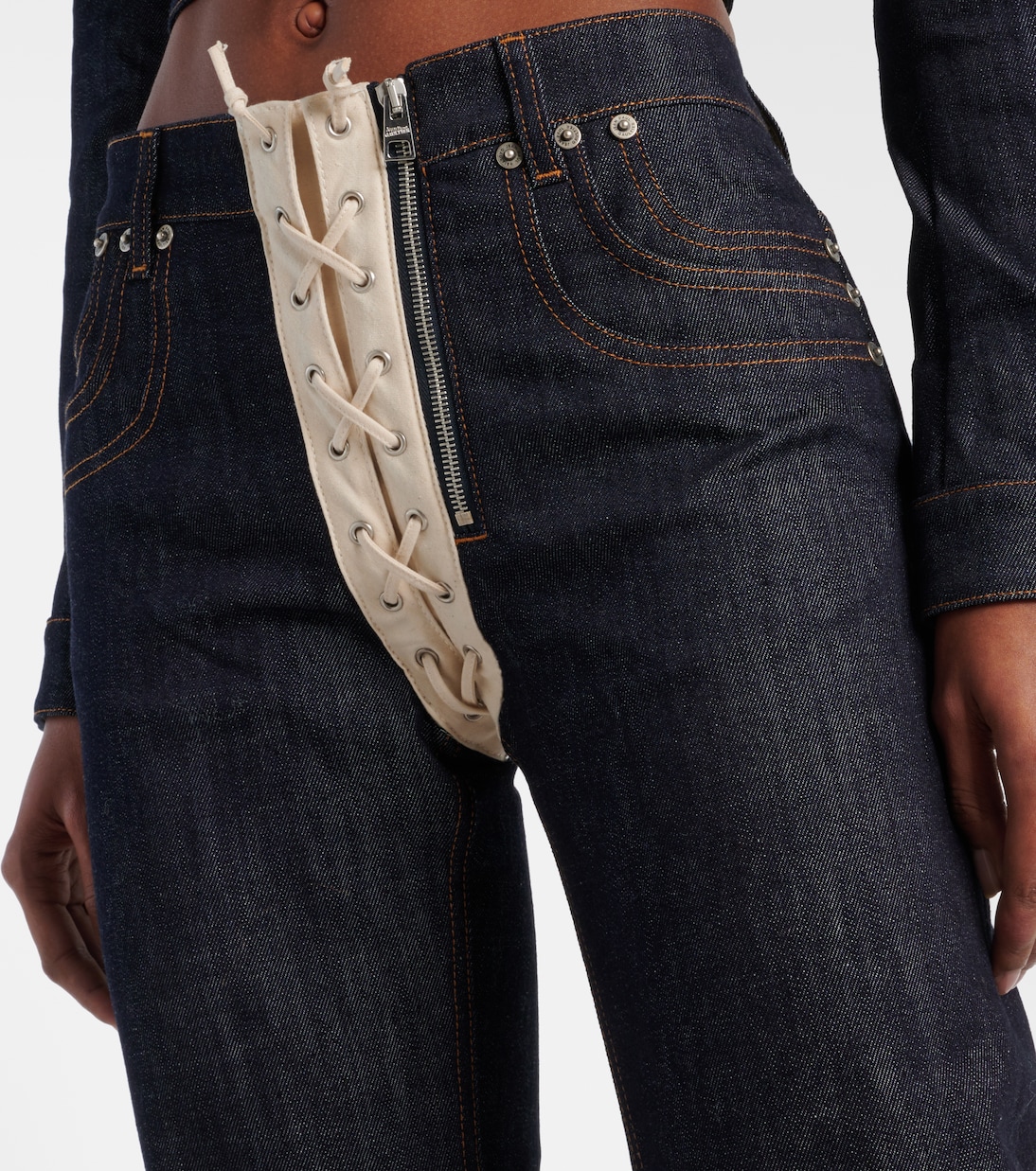 Jeans regular a vita alta con lacci | Jean Paul Gaultier