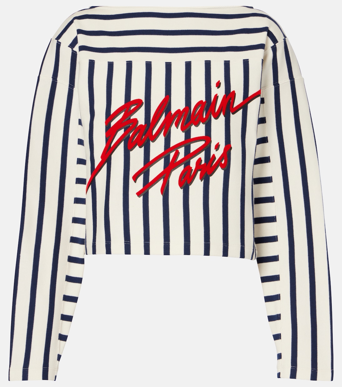 Felpa cropped a righe con logo | Balmain