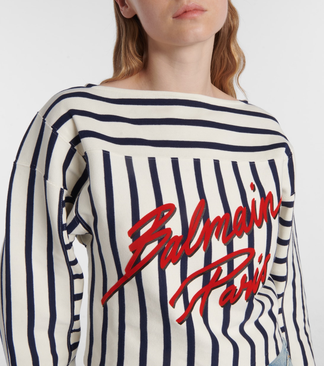 Felpa cropped a righe con logo | Balmain
