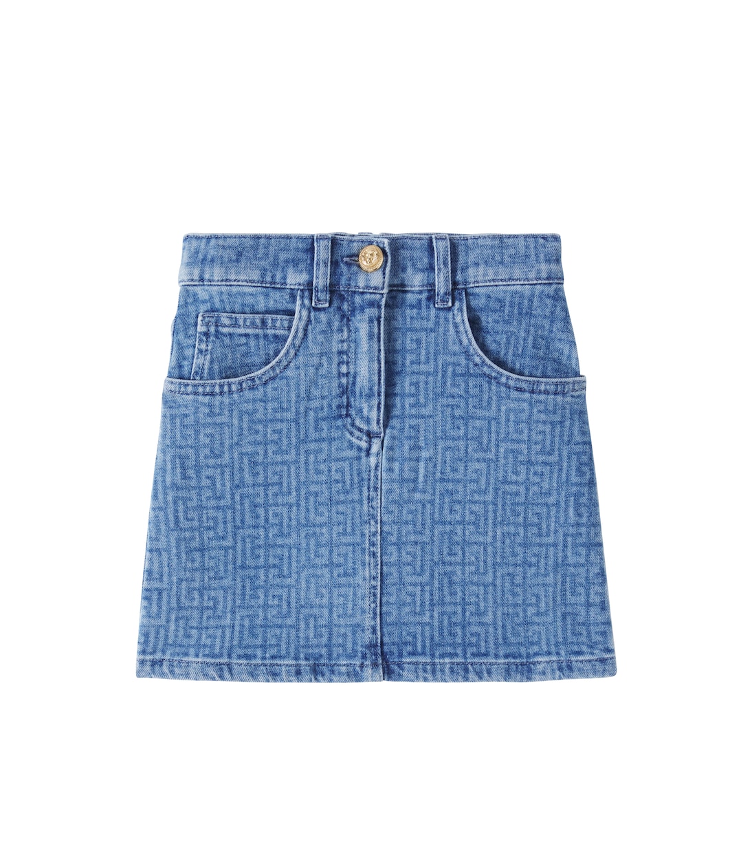 Falda en denim con monograma | Balmain Kids