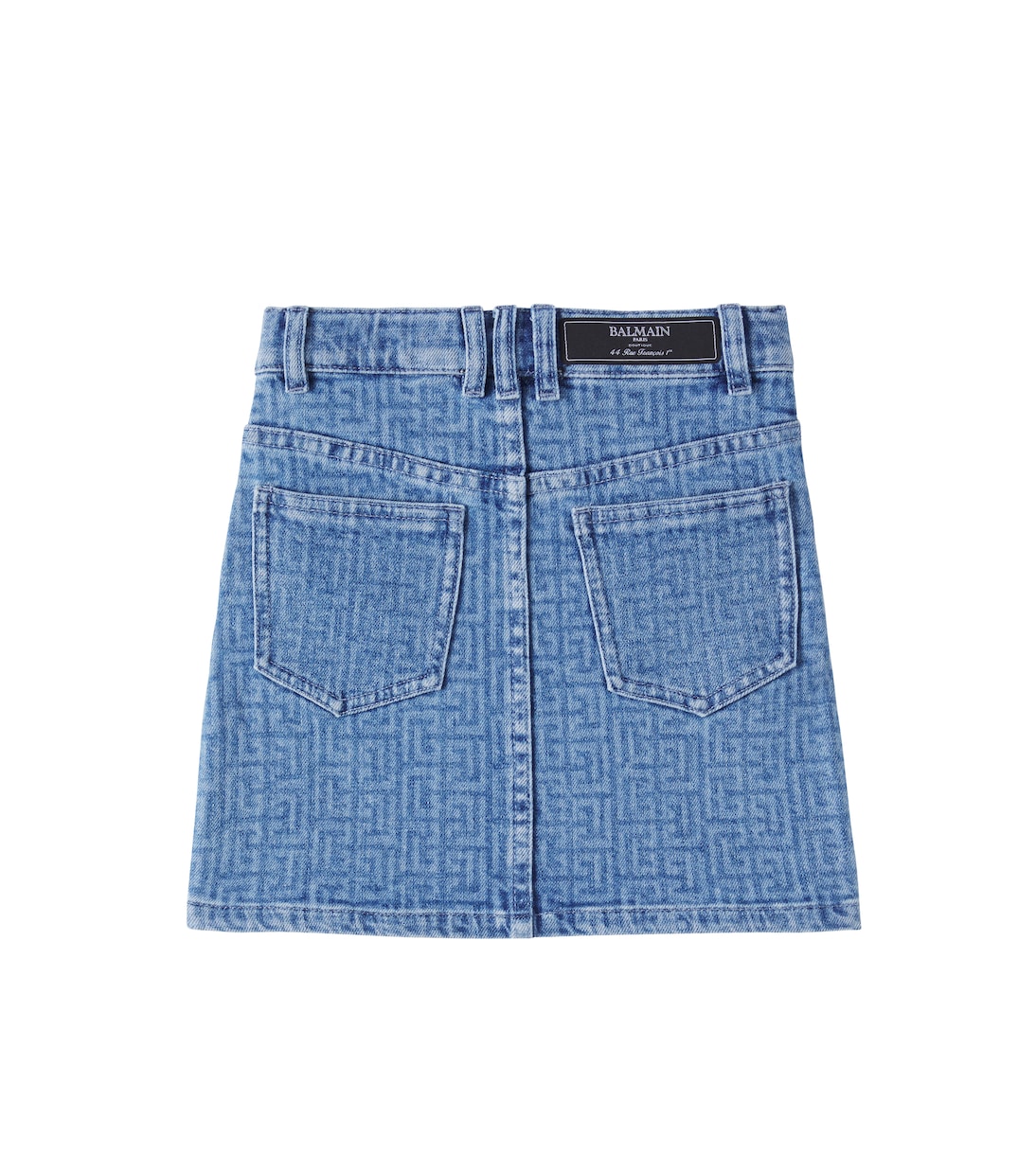 Falda en denim con monograma | Balmain Kids