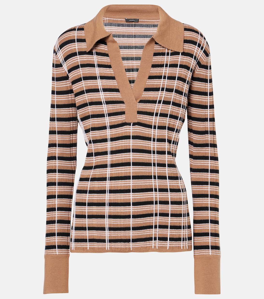 Checked wool and silk polo sweater | Joseph