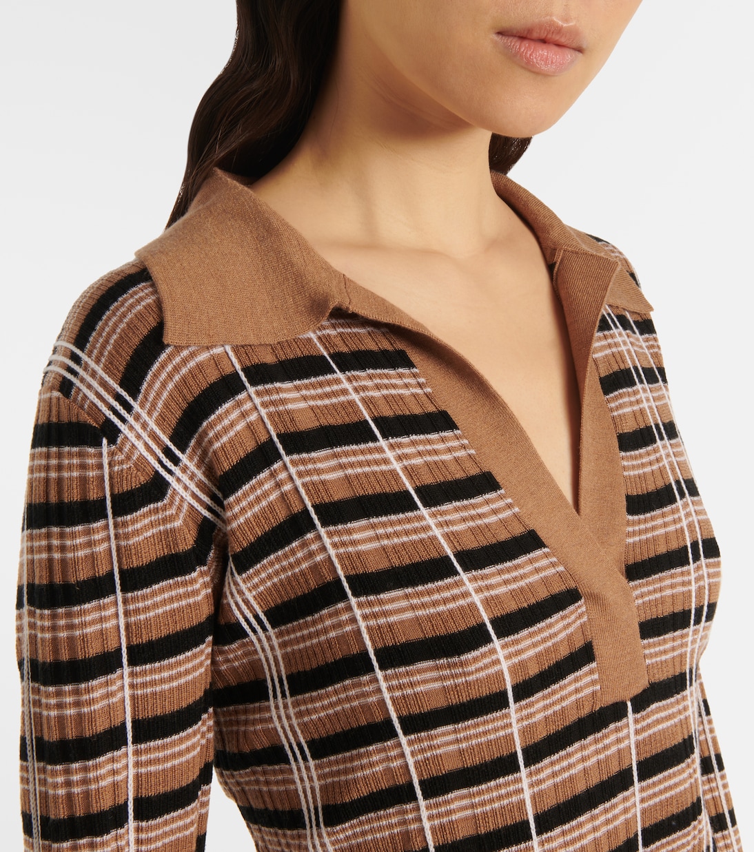 Checked wool and silk polo sweater | Joseph