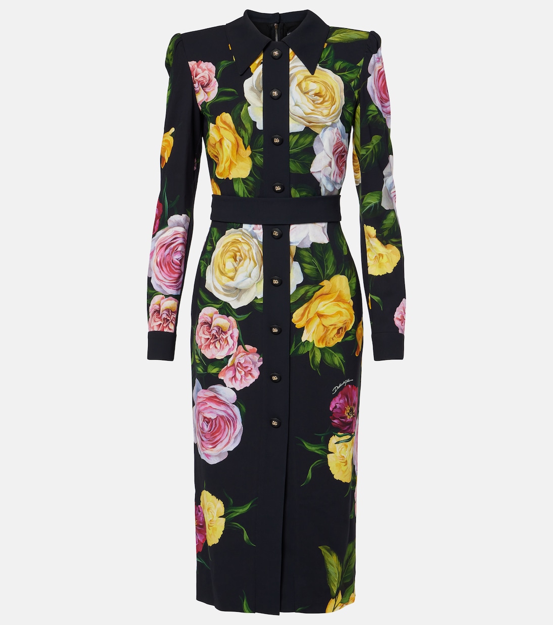 Robe chemise Longuette à fleurs | Dolce&Gabbana