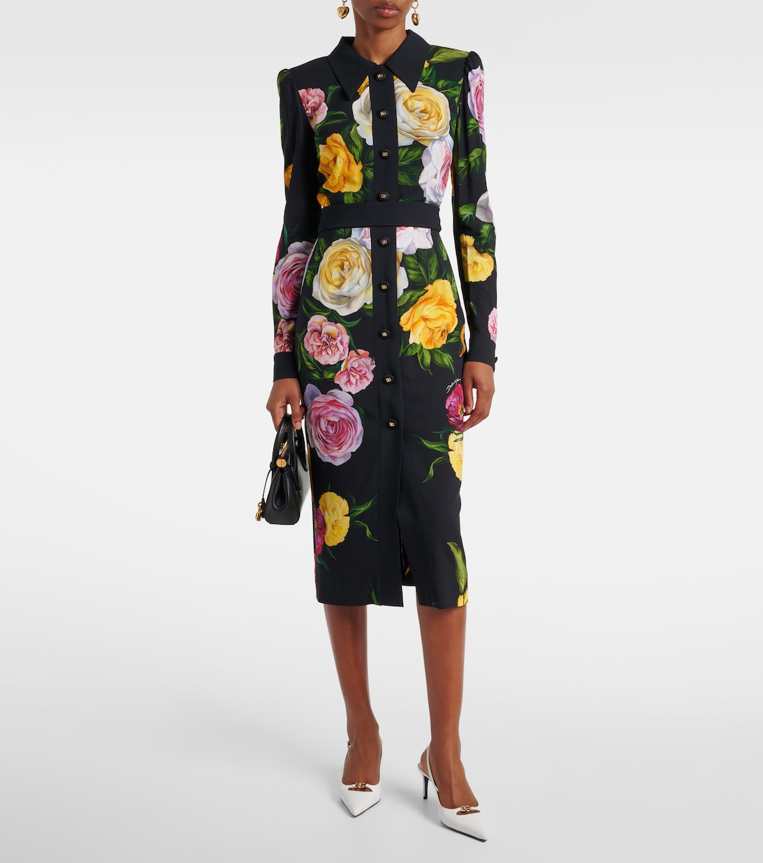 Robe chemise Longuette à fleurs | Dolce&Gabbana