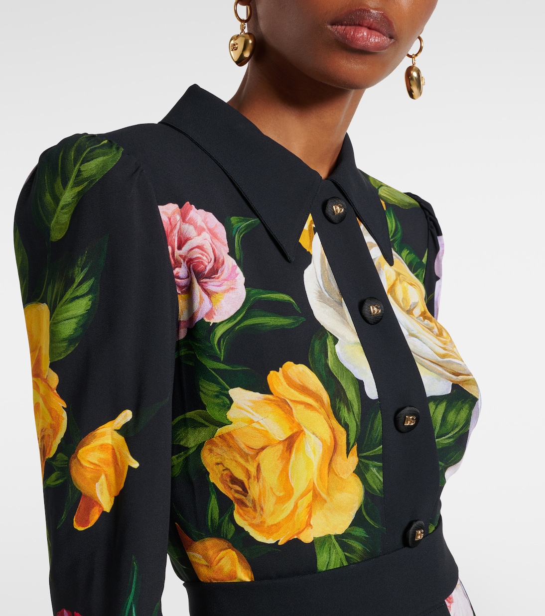Robe chemise Longuette à fleurs | Dolce&Gabbana