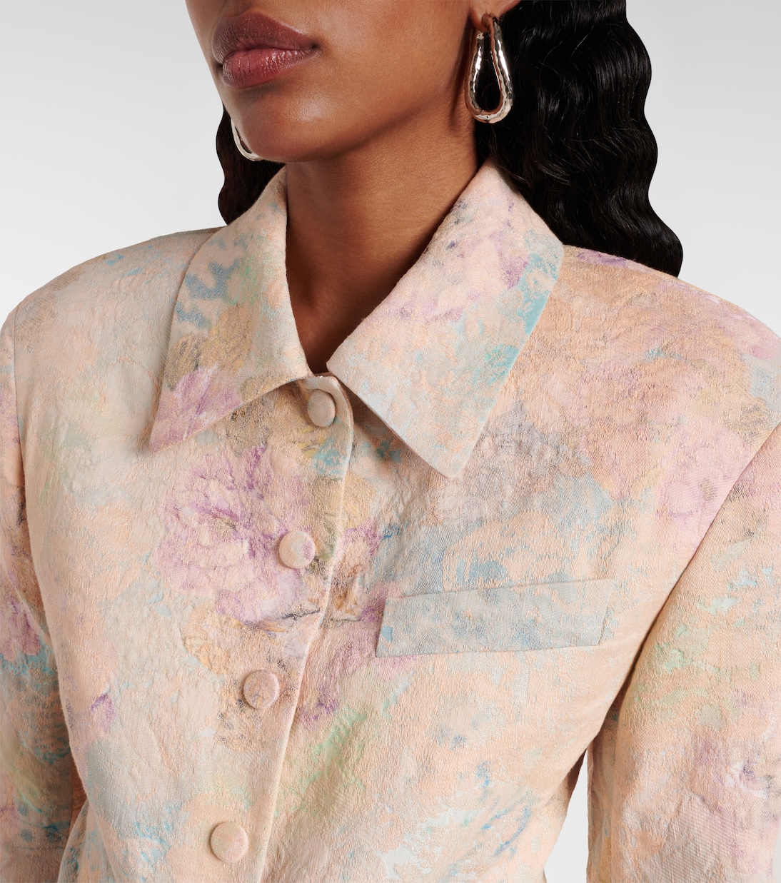 Blazer in jacquard di misto lino  | Dries Van Noten