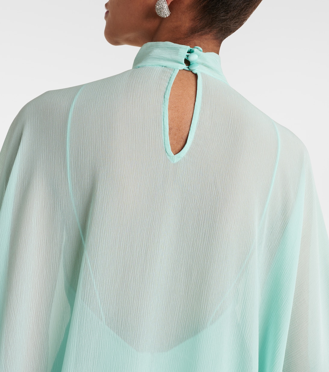 Caftano Penelope in seta con piume | Taller Marmo