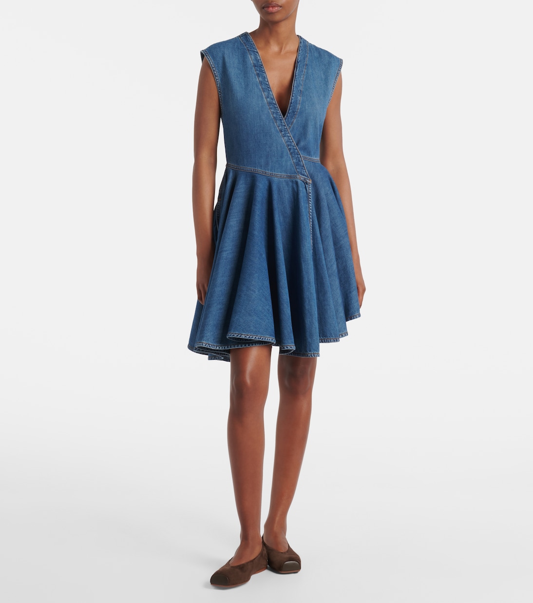 Asymmetric denim wrap dress | Alaïa