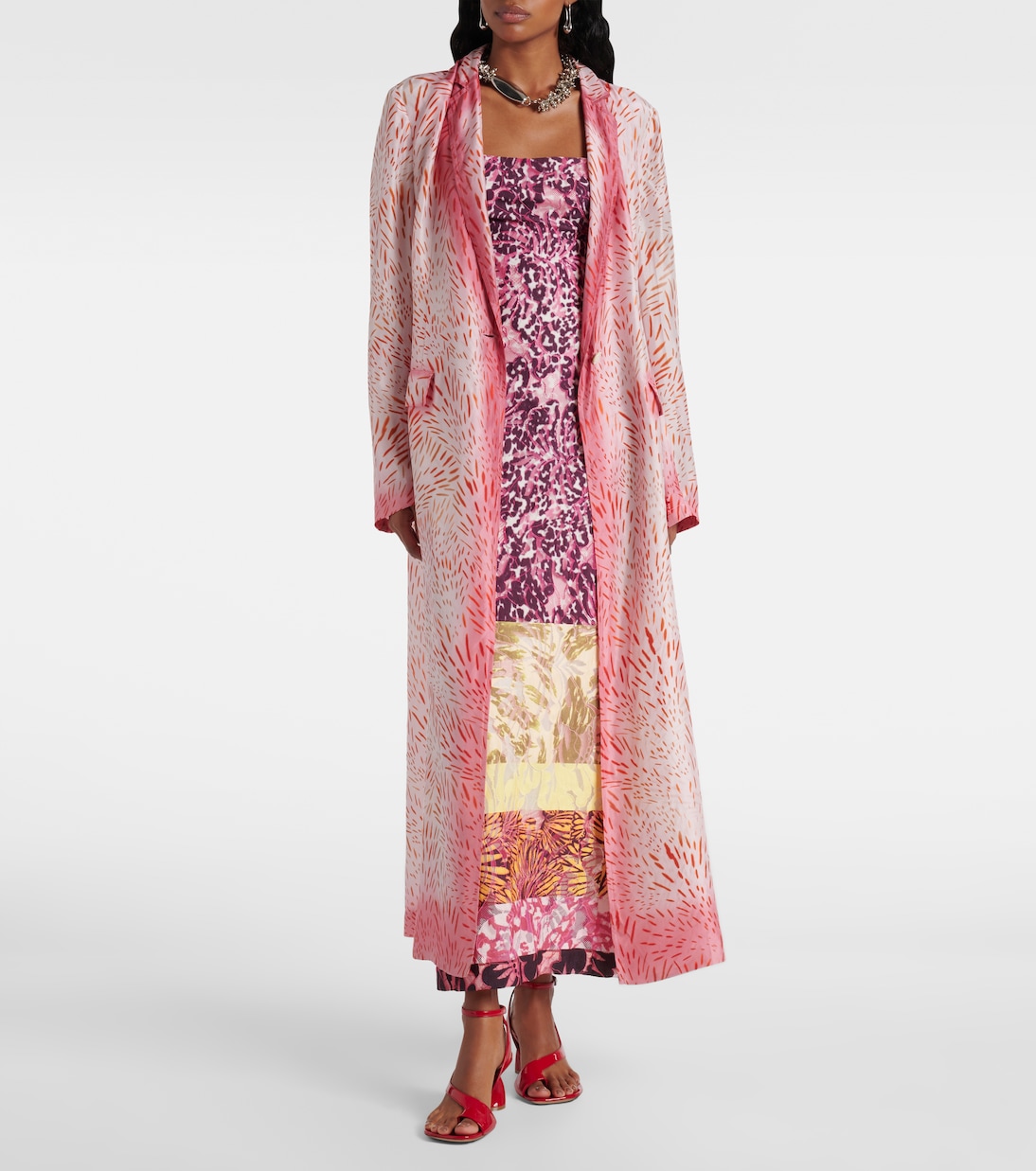 Cappotto in seta con stampa | Dries Van Noten