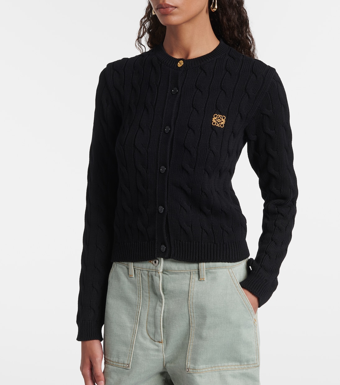 Anagram cable-knit cotton cardigan | Loewe