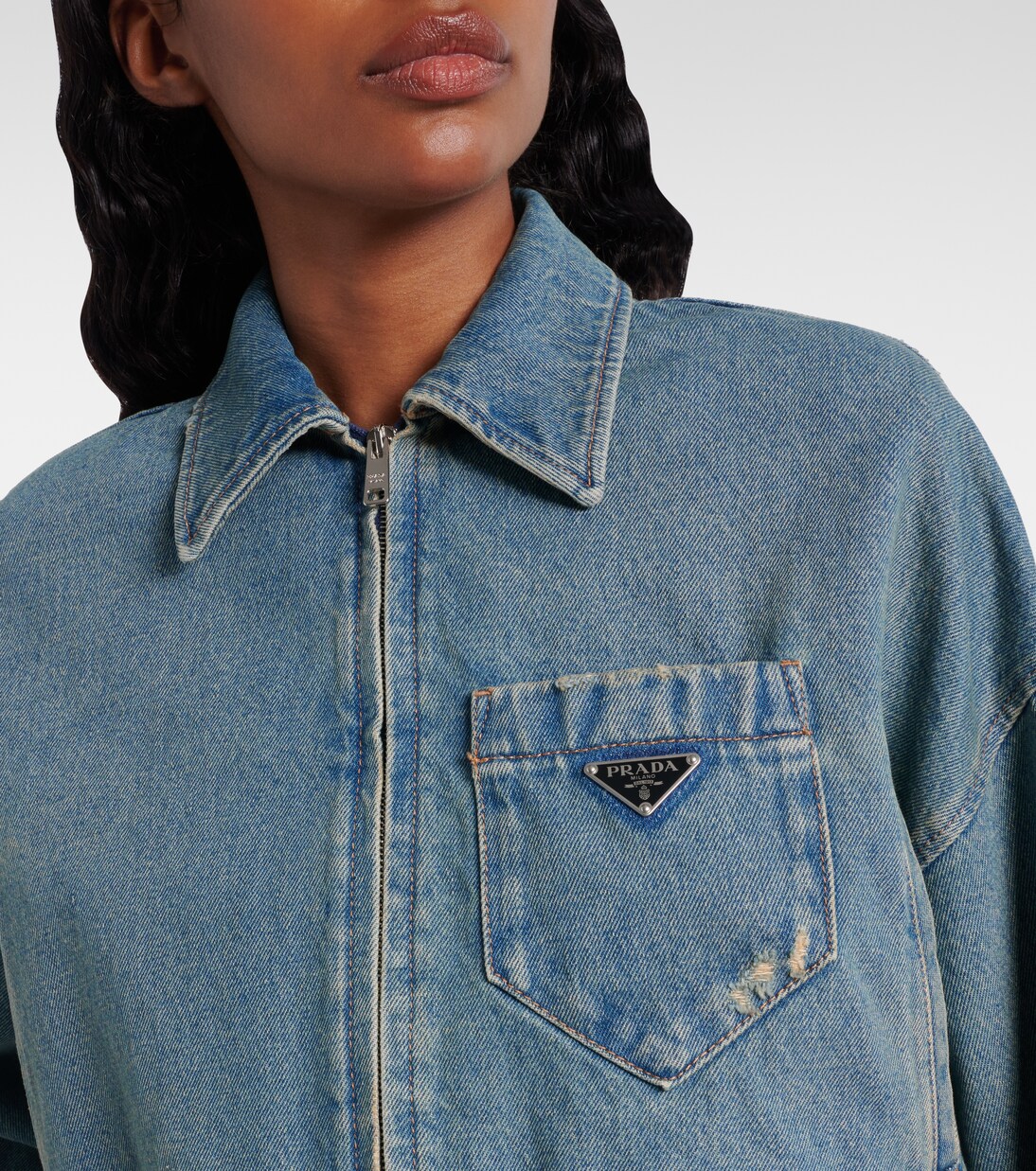 Chaqueta cropped de denim | Prada