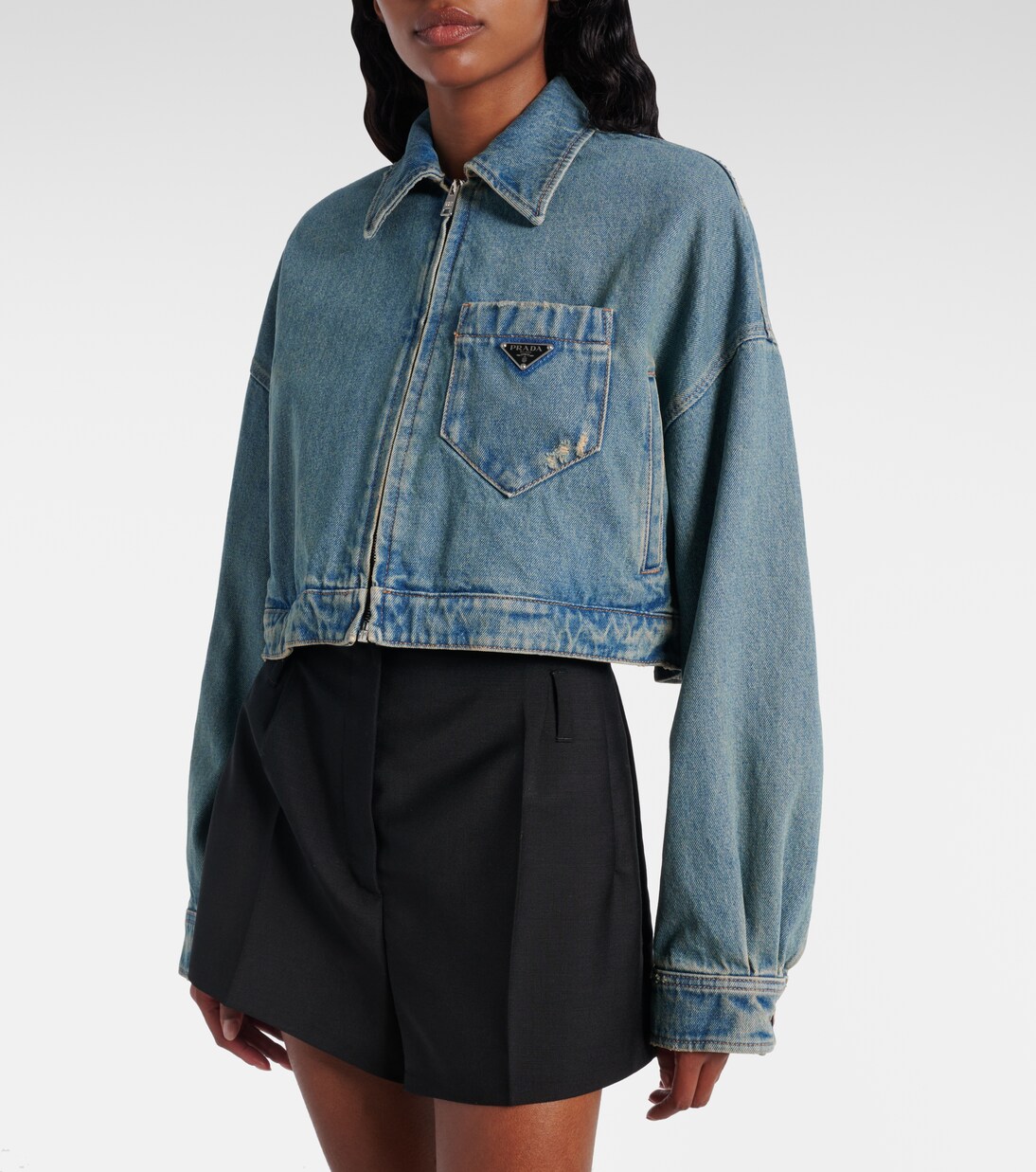 Chaqueta cropped de denim | Prada