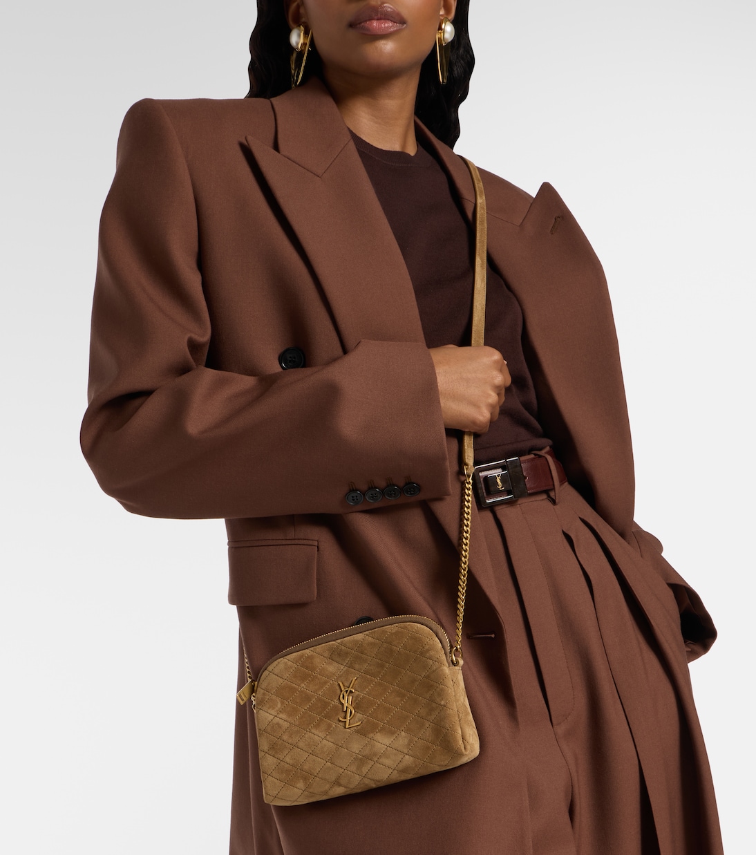 Bolso cruzado Gaby de ante acolchado | Saint Laurent