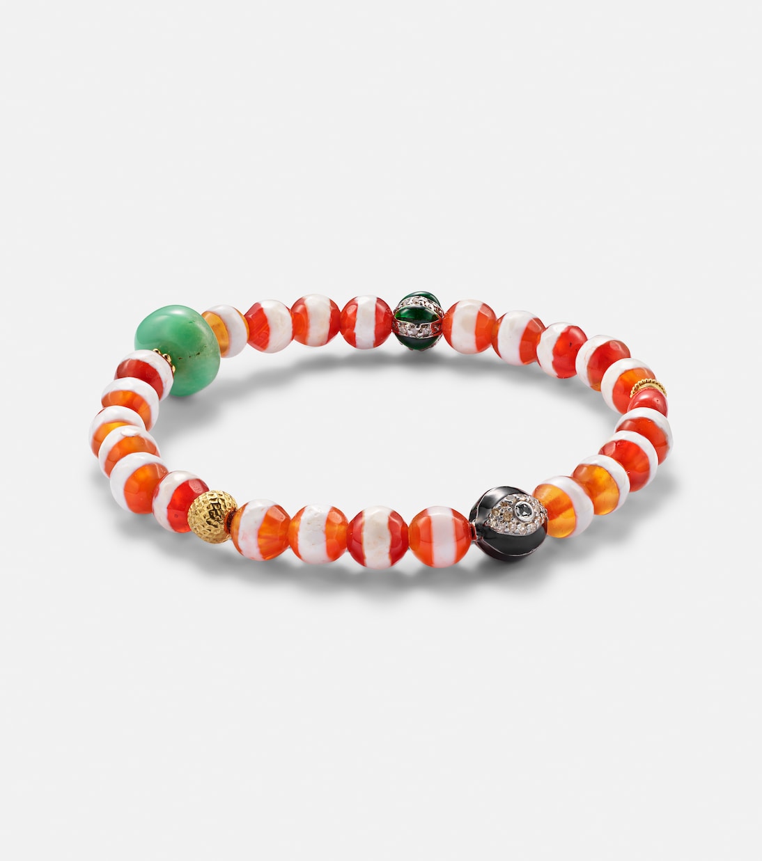Armband Globetrotter aus Achat mit 18kt Gelbgold, Diamanten und Saphiren | Ileana Makri