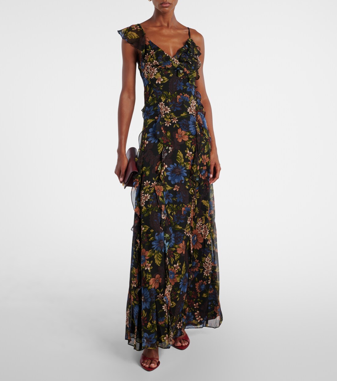 Madeline ruffled floral silk maxi dress | Veronica Beard
