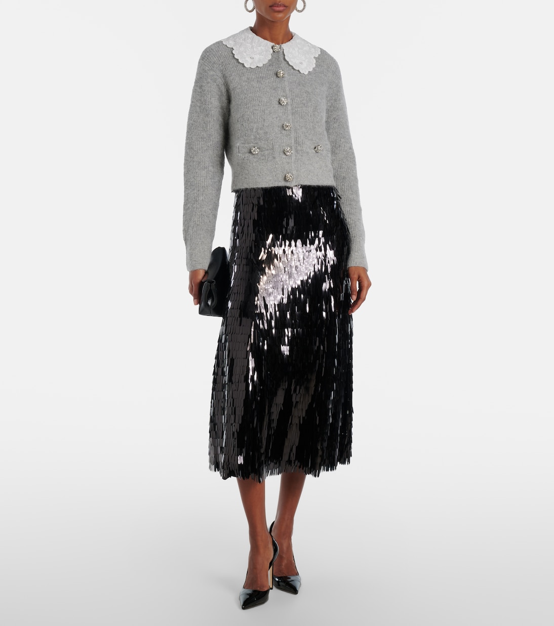 Embellished lace-trimmed cardigan | Self-Portrait