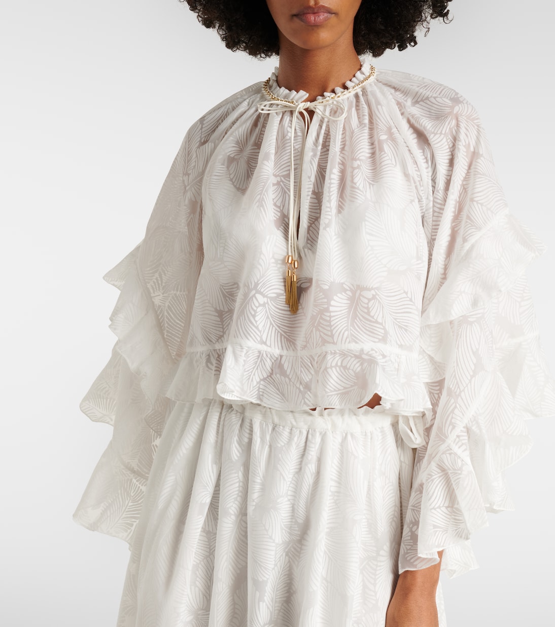 Daylight ruffled cotton-blend blouse | Zimmermann