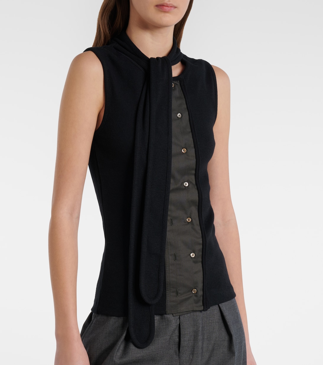 Asymmetric cotton and linen top | Lemaire