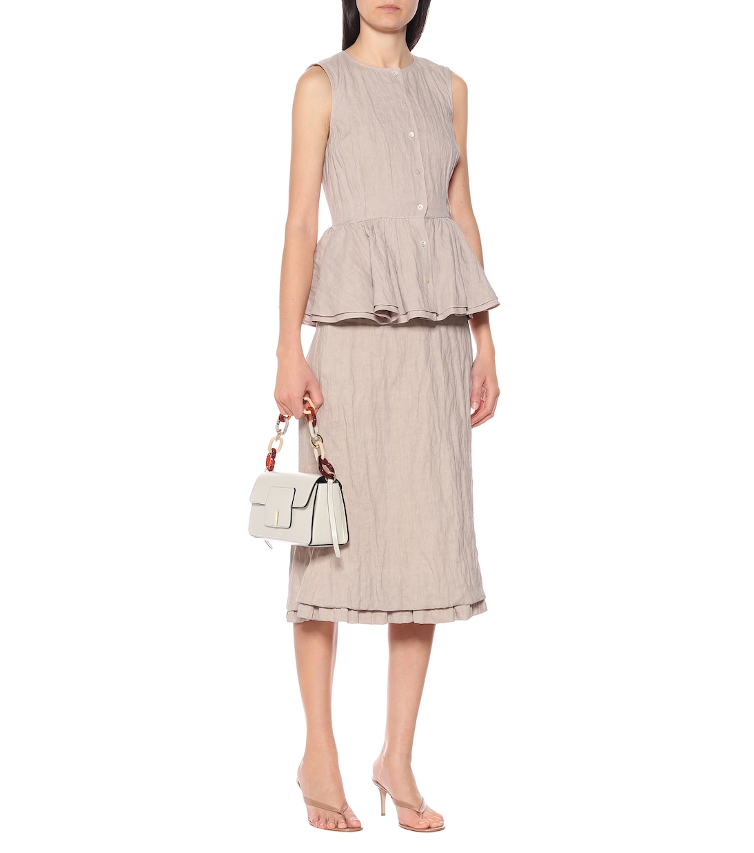 Quarzo linen-blend midi skirt | Brock Collection