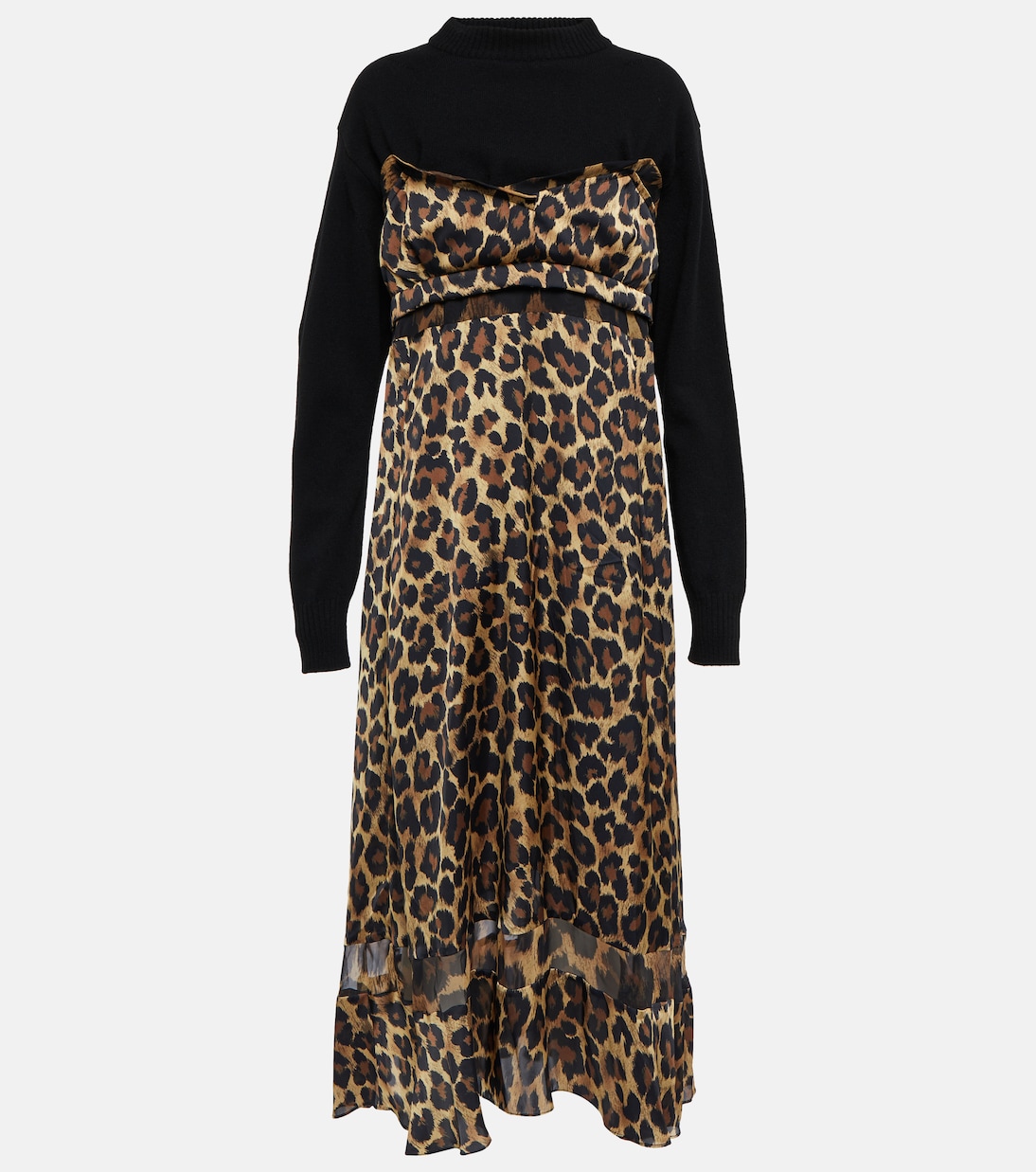 Leopard-print wool dress | Sacai