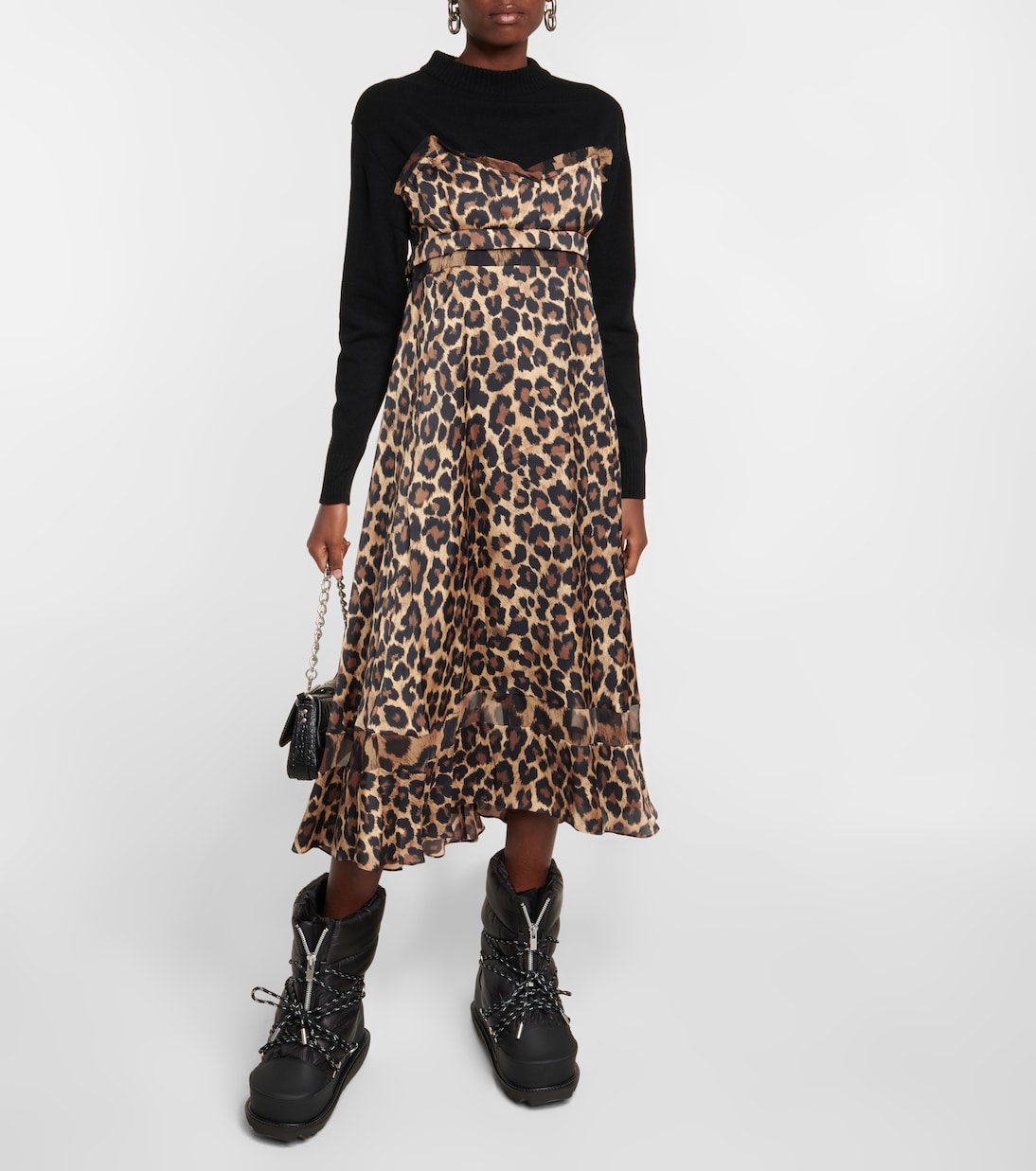 Leopard-print wool dress | Sacai