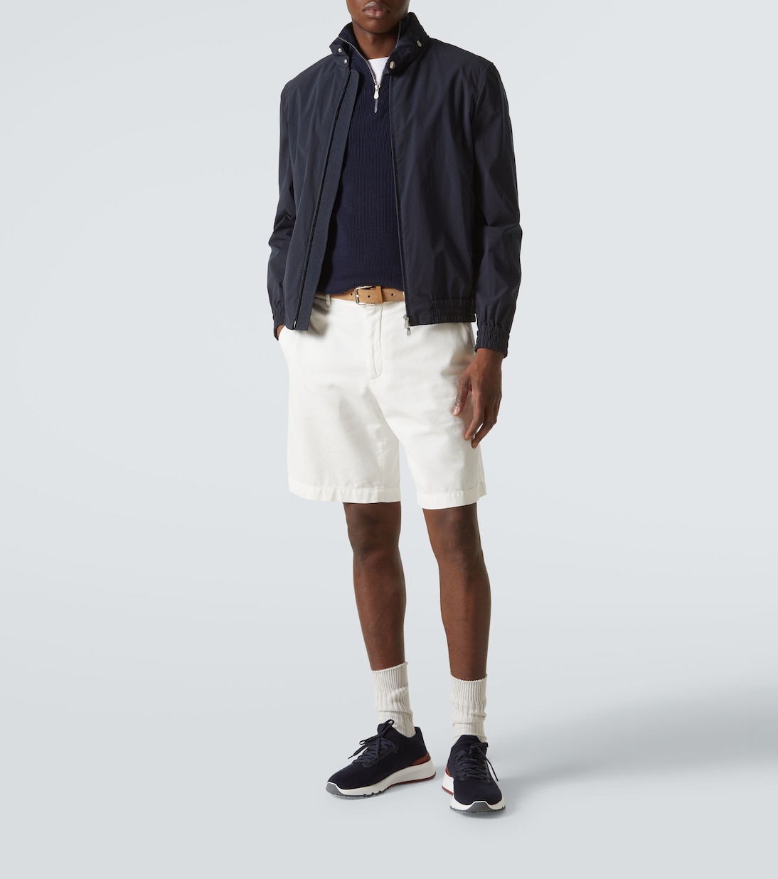 Sneakers in maglia con pelle | Brunello Cucinelli