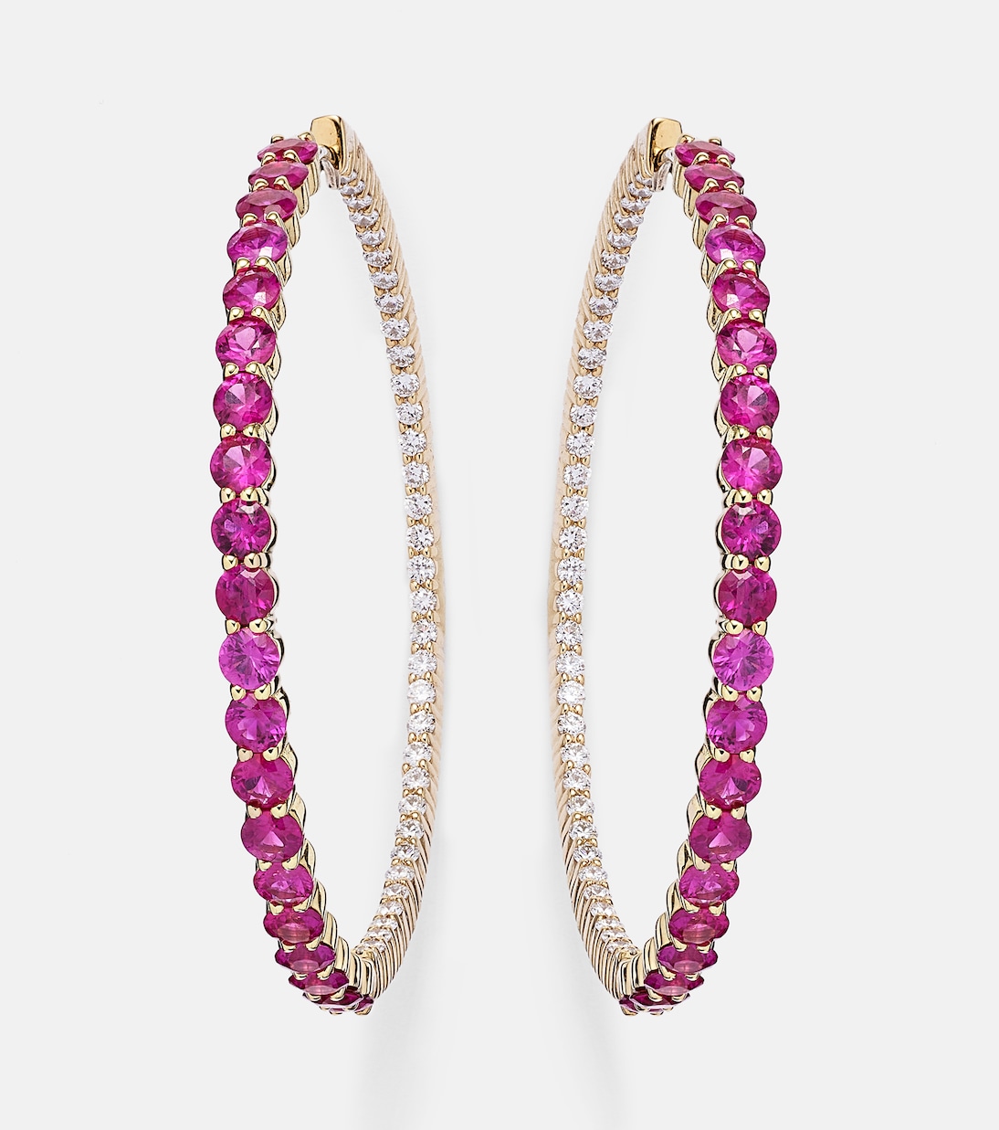 Lenox 18kt gold hoop earrings with diamonds and sapphires | Melissa Kaye
