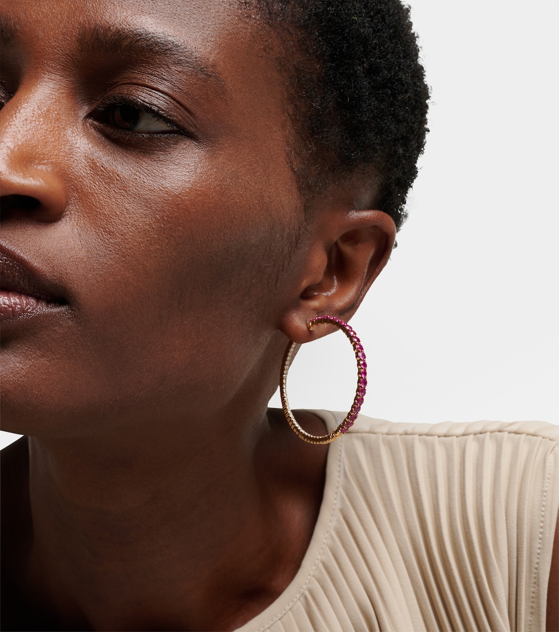 Lenox 18kt gold hoop earrings with diamonds and sapphires | Melissa Kaye
