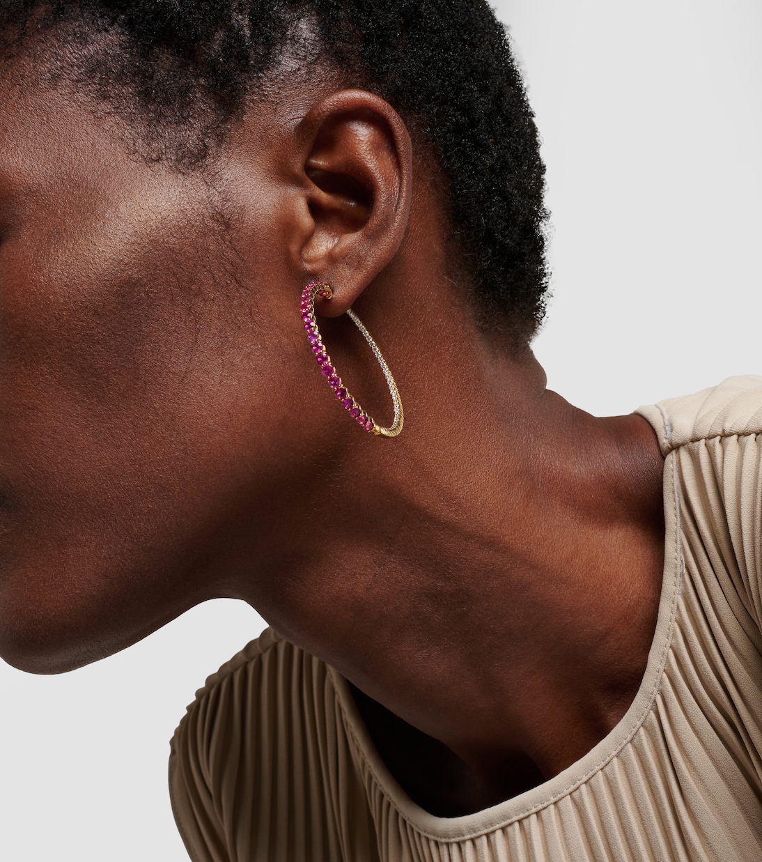 Lenox 18kt gold hoop earrings with diamonds and sapphires | Melissa Kaye
