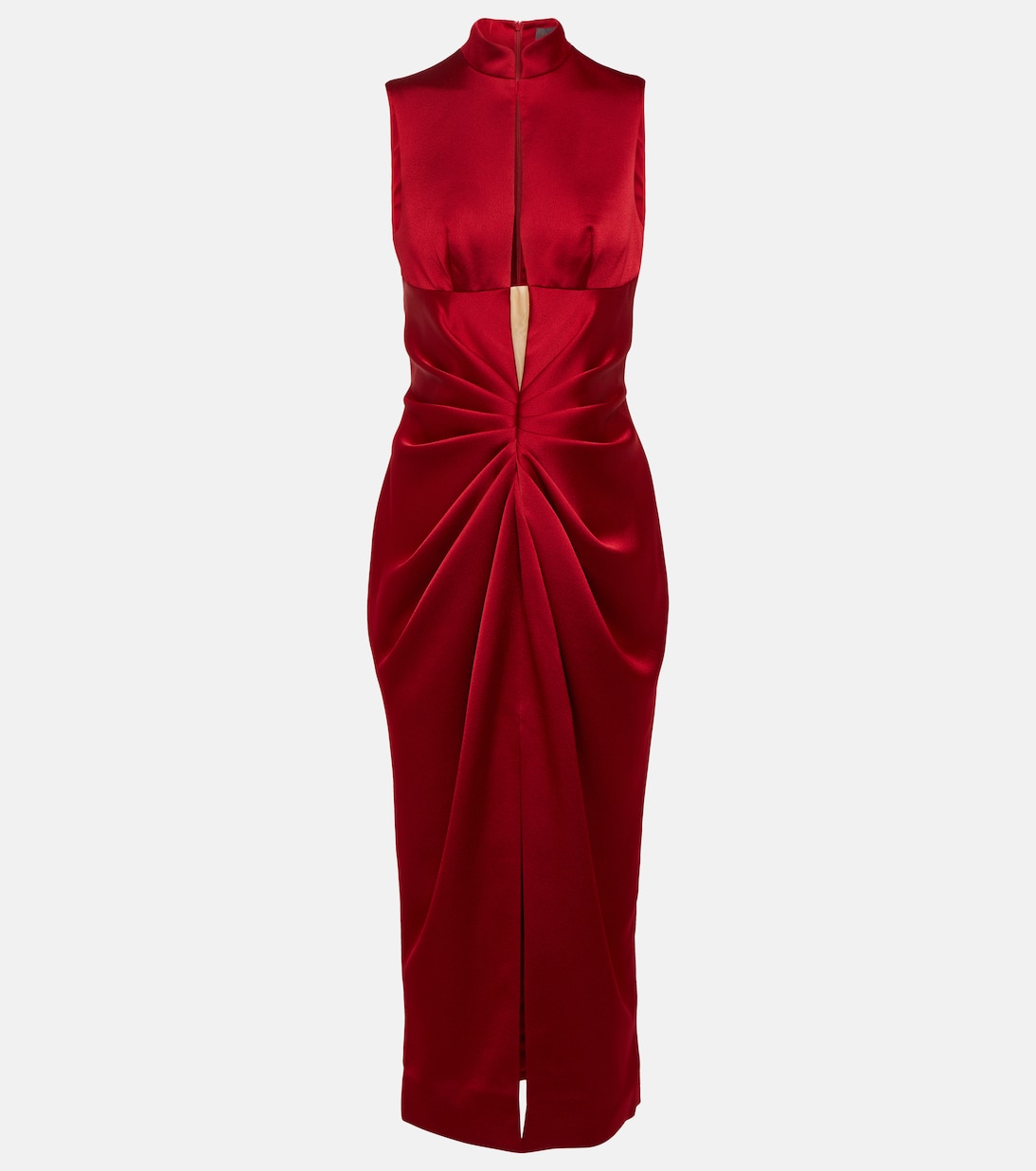 Vestido midi drapeado con abertura | Rasario