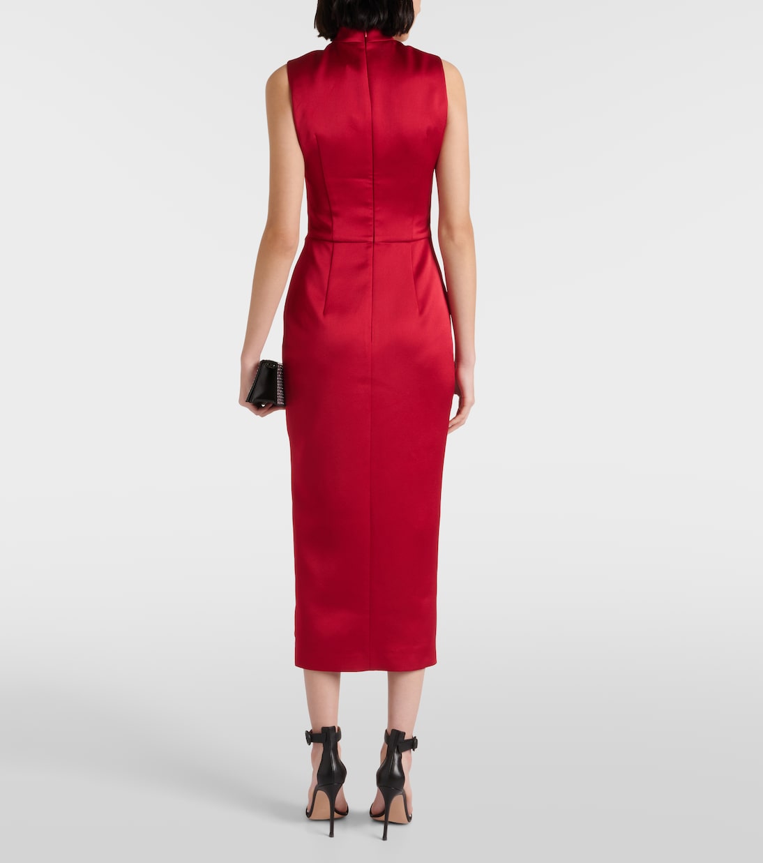 Vestido midi drapeado con abertura | Rasario