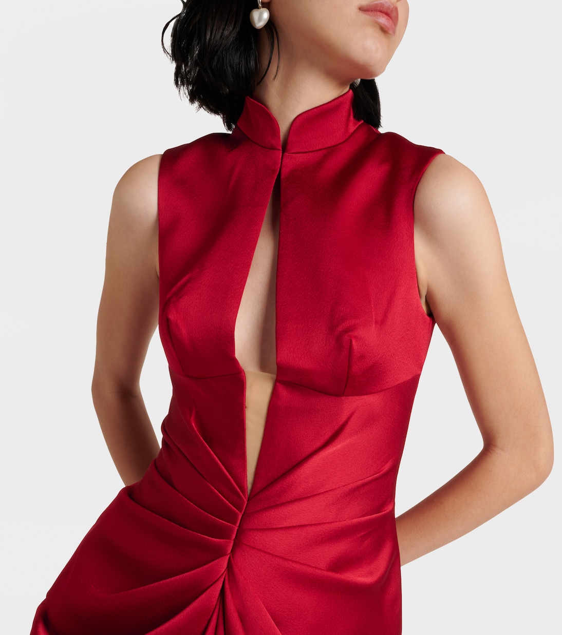 Vestido midi drapeado con abertura | Rasario