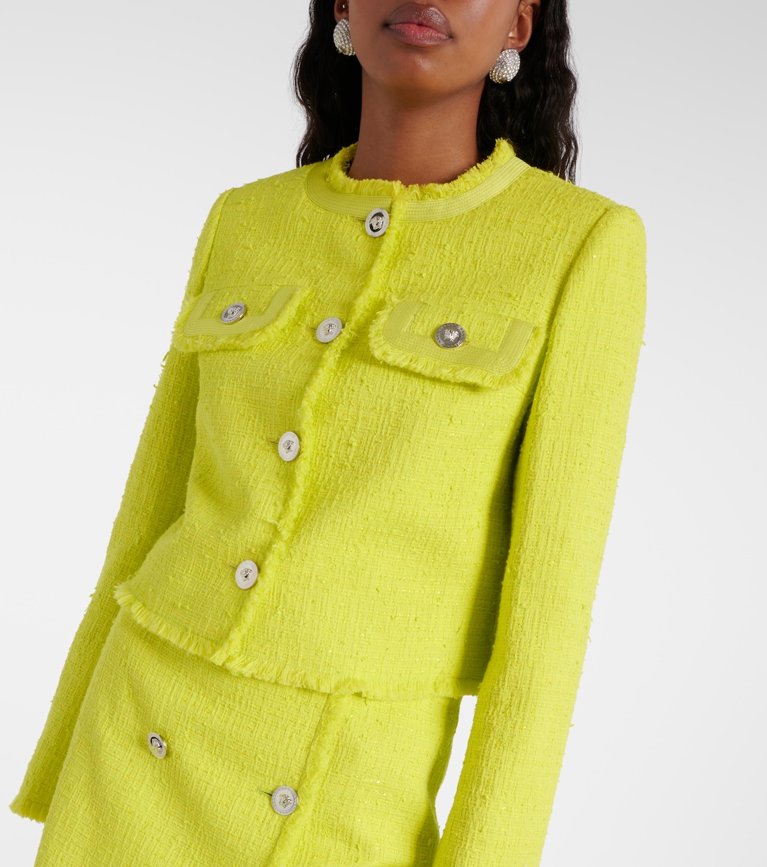 Chaqueta cropped de bouclé | Versace