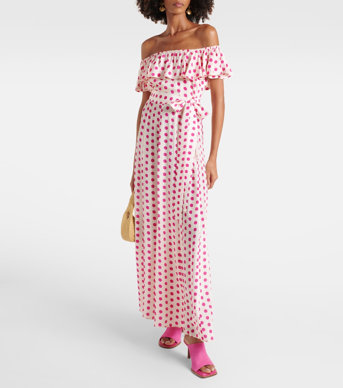 Giselle off-shoulder polka-dot midi dress | Alexandra Miro