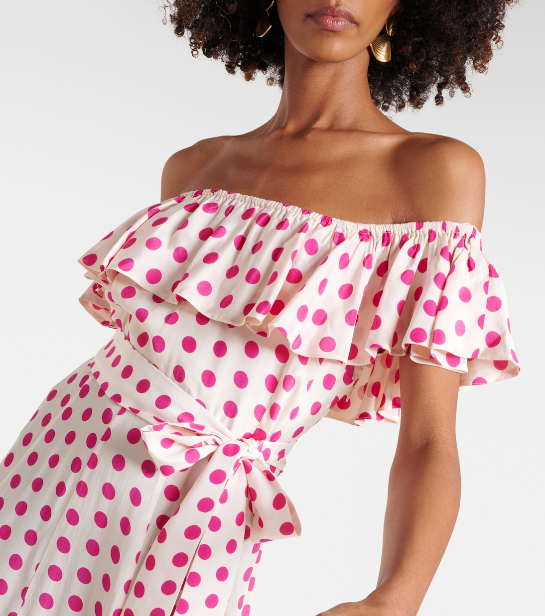 Giselle off-shoulder polka-dot midi dress | Alexandra Miro