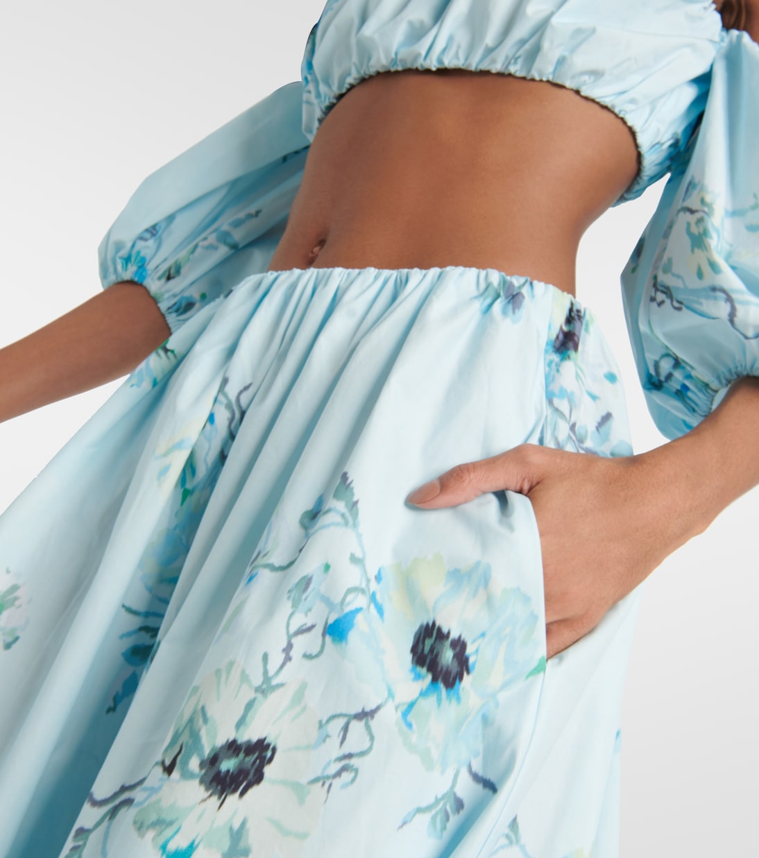 Falda midi Lightburst de algodón floral | Zimmermann