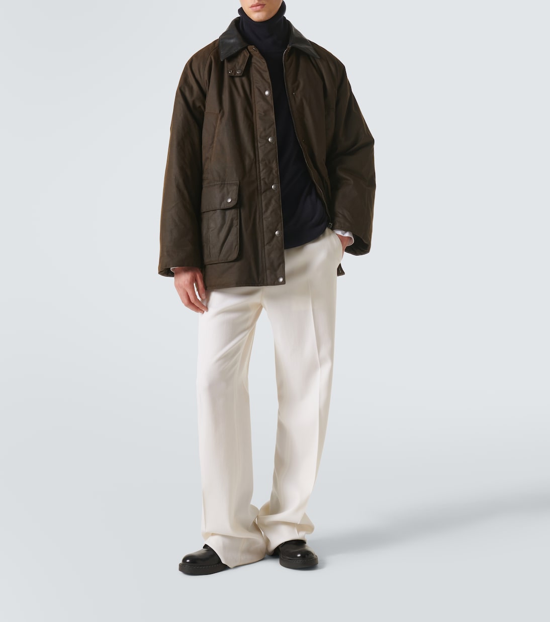 Blouson aus Baumwoll-Canvas mit Leder | Miu Miu