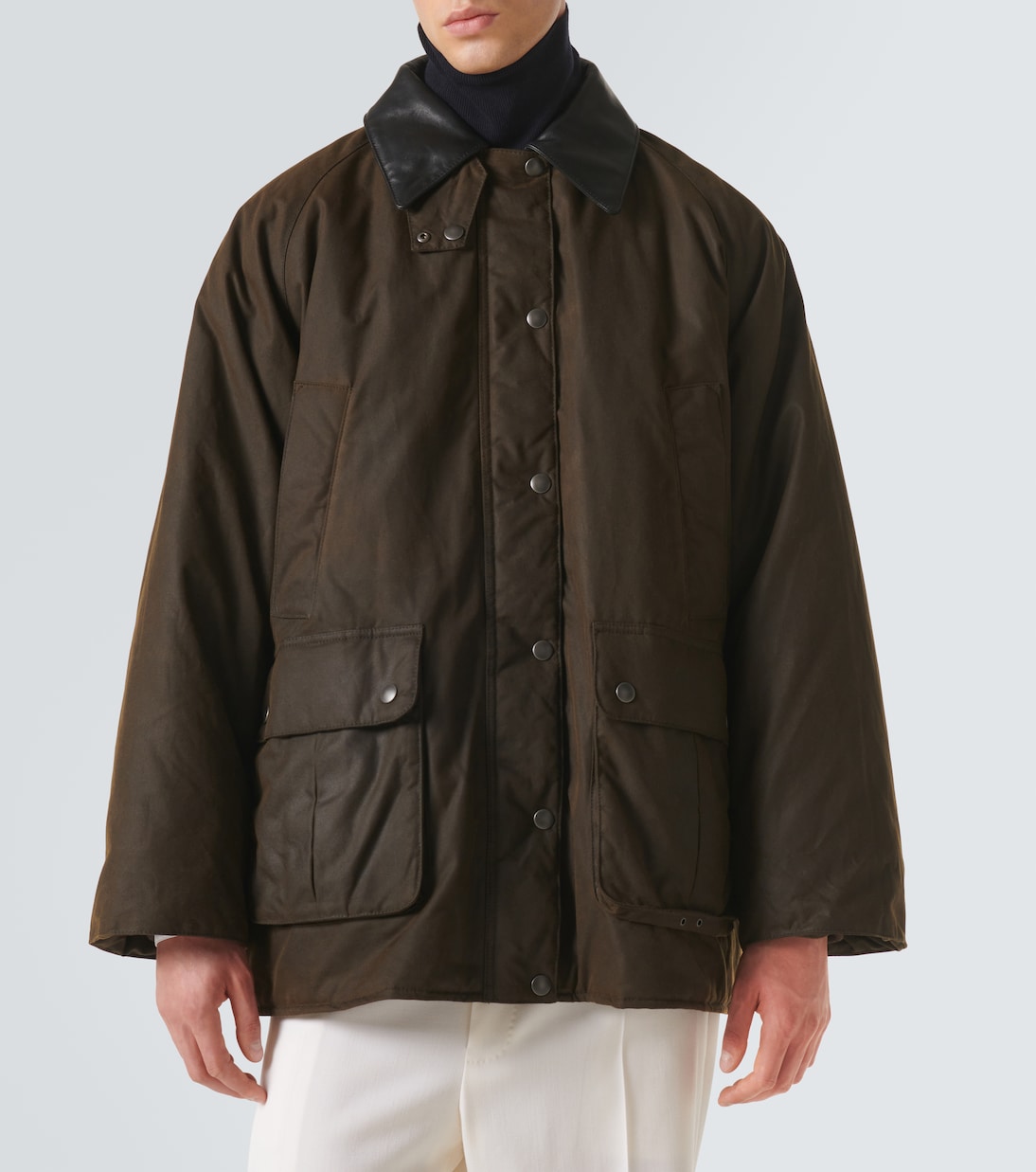 Blouson aus Baumwoll-Canvas mit Leder | Miu Miu