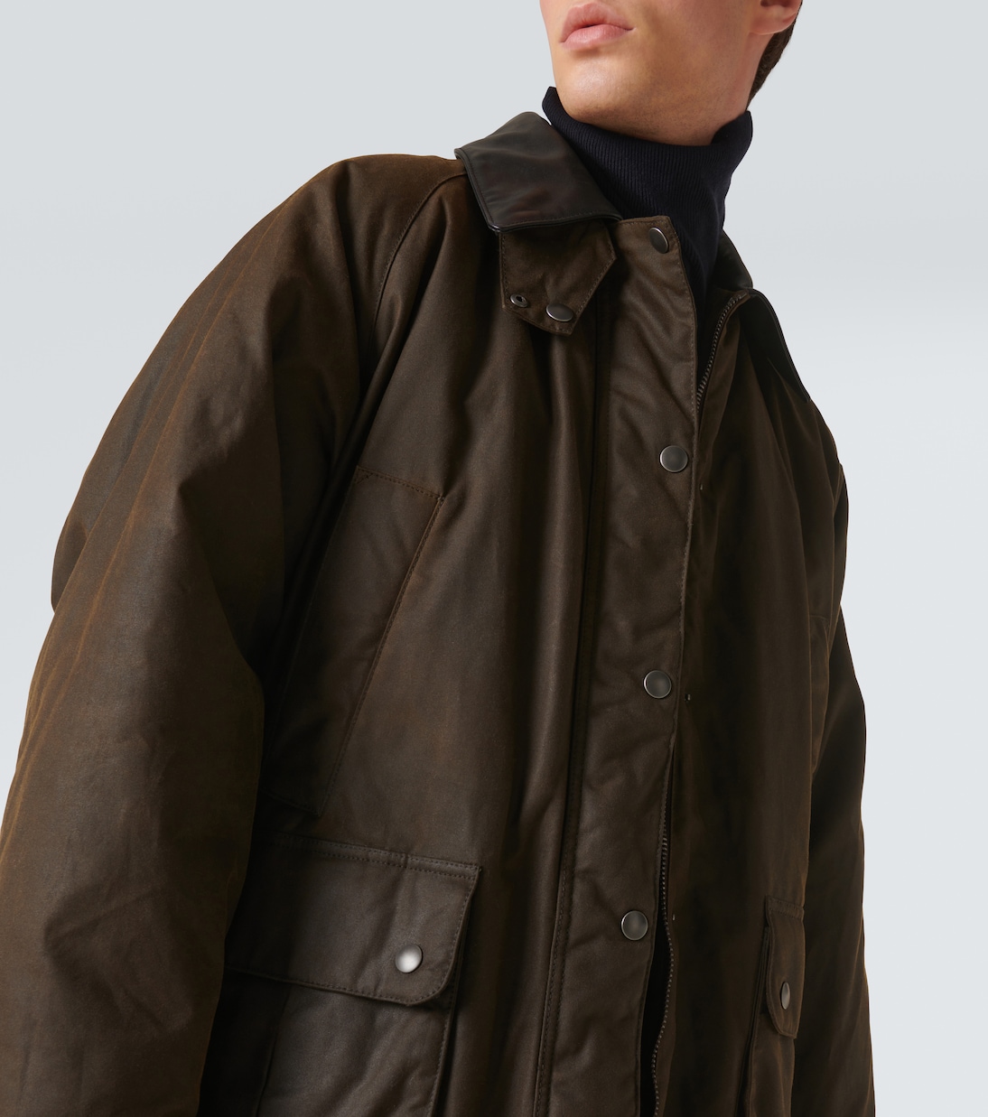 Blouson aus Baumwoll-Canvas mit Leder | Miu Miu
