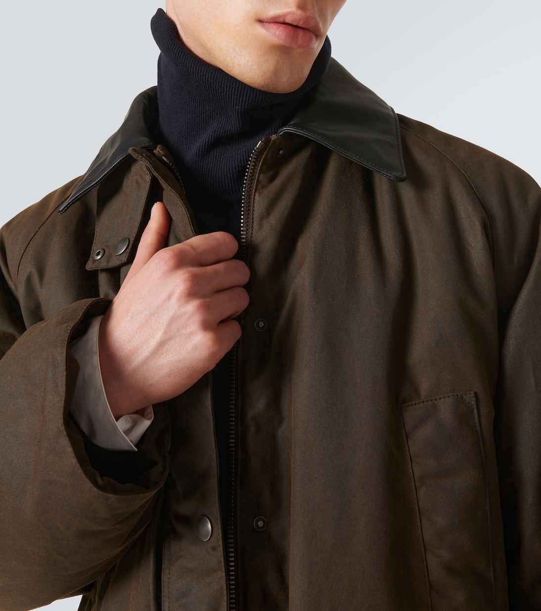 Blouson aus Baumwoll-Canvas mit Leder | Miu Miu