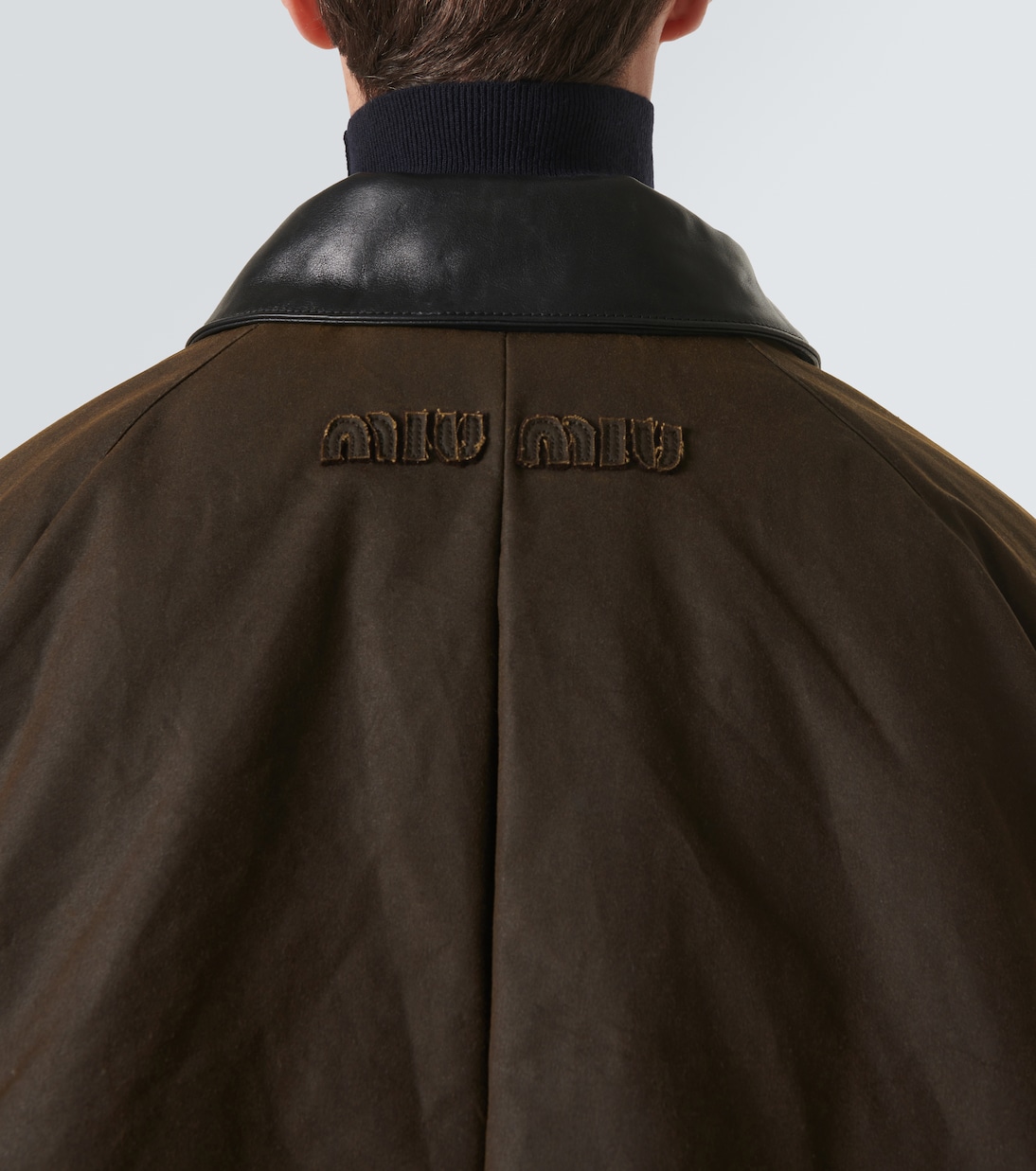 Blouson aus Baumwoll-Canvas mit Leder | Miu Miu